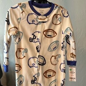 Fleece footie PJs. Football.